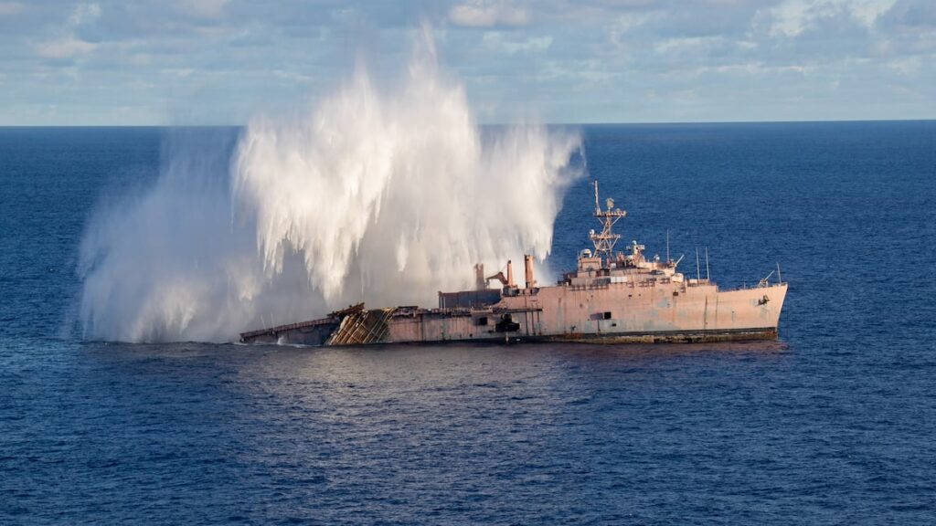 Japanese torpedo sends US ship to the ocean floor during Valiant Shield exercise Japanese torpedo sends US ship to the ocean floor during Valiant Shield exercise